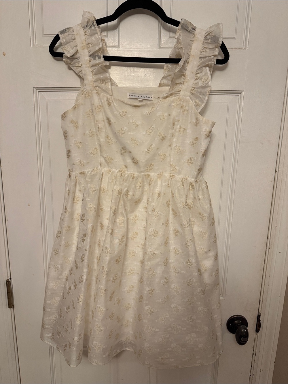 English Factory Cream Floral Ruffle Strap Dress